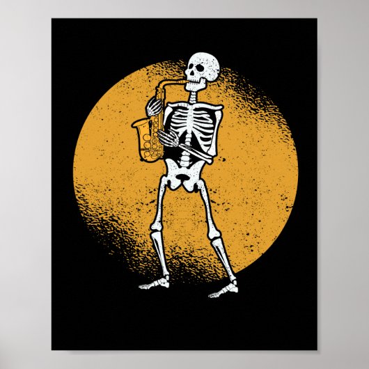 Skeleton voor saxofone jazz halloween poster (Voorkant)