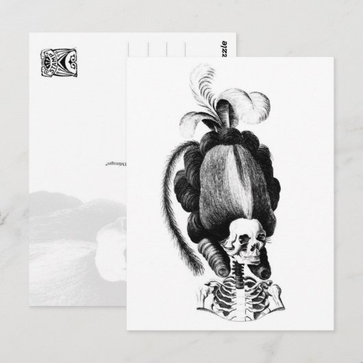 Skeleton-vrouw met uitgeruste haarstijl briefkaart (Voorkant / Achterkant)