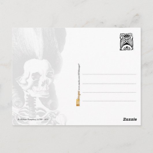 Skeleton-vrouw met uitgeruste haarstijl briefkaart (Achterkant)