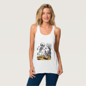 Skeleton vs French Bulldog – Funny Halloween Chase Tanktop (Volledige Voorkant)