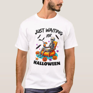 Skeleton Wachten Op Halloween Spooky Seizoen T-shirt