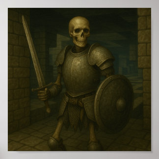 Skeleton Warrior - Sentinel van de Dungeon Maze Poster