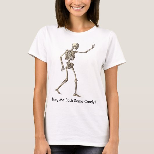 Skeleton Waving Bring Back Snoep Vrouwen T-shirt (Voorkant)