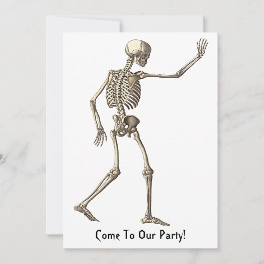 Skeleton Waving Halloween Invitation Kaart (Voorkant)