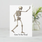 Skeleton Waving Halloween Invitation Kaart (Staand voorkant)