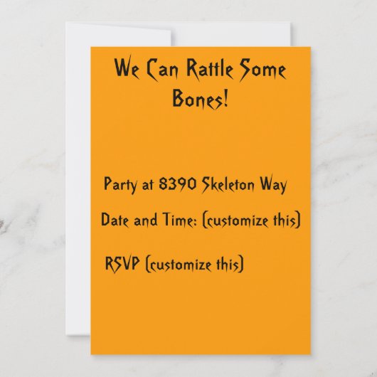 Skeleton Waving Halloween Invitation Kaart (Achterkant)