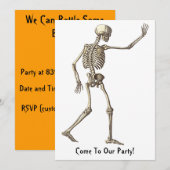 Skeleton Waving Halloween Invitation Kaart (Voorkant / Achterkant)