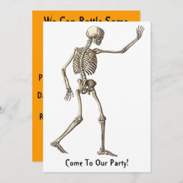 Skeleton Waving Halloween Invitation Kaart