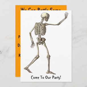 Skeleton Waving Halloween Invitation Kaart