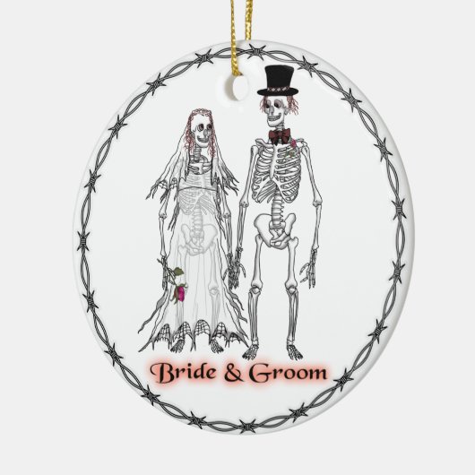 Skeleton Wedding Keramisch Ornament (Links)