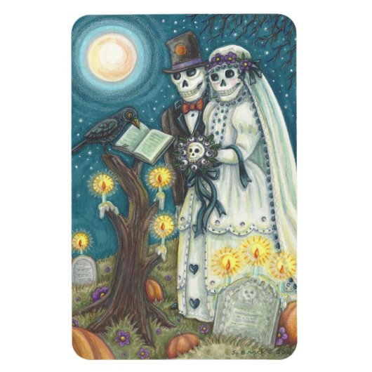 SKELETON WEDING IN CEMETERY MAGNET Rectangle Magneet (Verticaal)