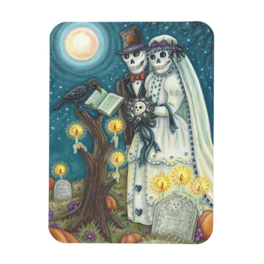 SKELETON WEDING IN CEMETERY MAGNET Rectangle Magneet (Verticaal)