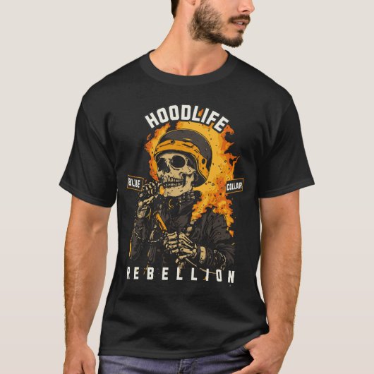Skeleton Welder in Flames - HoodLife Welder Gift D T-shirt (Voorkant)