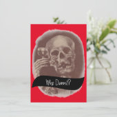 Skeleton Who Dunnit? Mystery Wine Invitations Kaart (Staand voorkant)
