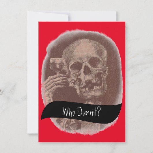 Skeleton Who Dunnit? Mystery Wine Invitations Kaart (Voorkant)