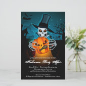 Skeleton Wied Affair Budget Halloween Uitnodiging (Staand voorkant)