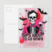 Skeleton Wijn Halloween Feestdagenkaart (Voorkant / Achterkant)
