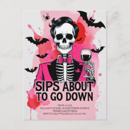Skeleton Wijn Halloween Feestdagenkaart