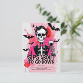 Skeleton Wine Halloween Feestdagenkaart (Staand voorkant)