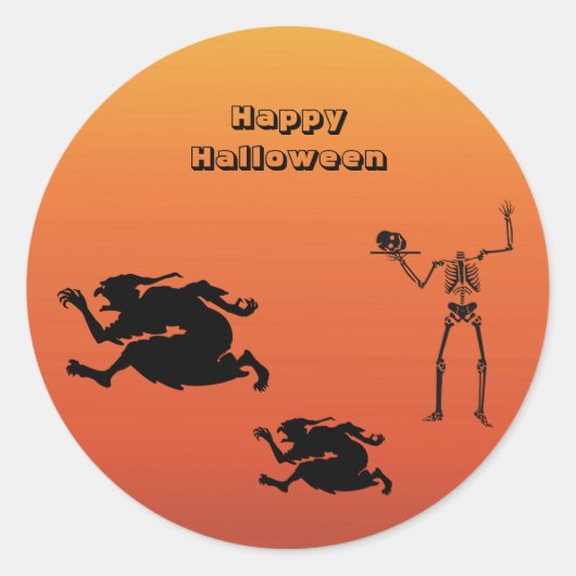 Skeleton Witch Halloween Classic Round Sticker (Voorkant)