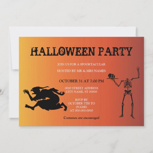 Skeleton Witch Halloween Invitation Kaart (Voorkant)