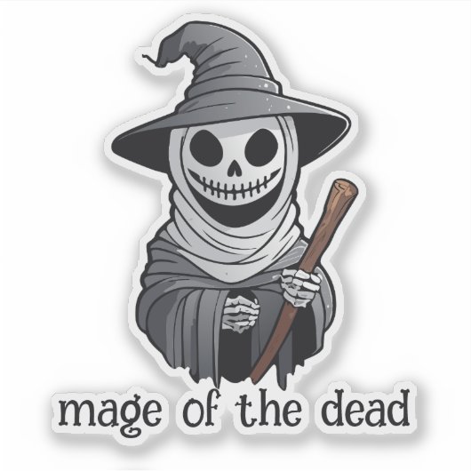 Skeleton Witch met een toverstok Sticker (Voorkant)