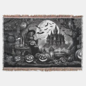 Skeleton Witch Pumpkin Deken (Voorkant)