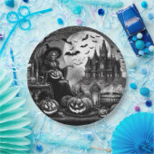 Skeleton Witch Pumpkin Papieren Bordje (Feest)