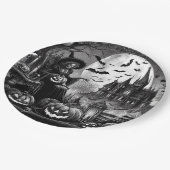 Skeleton Witch Pumpkin Papieren Bordje (Gekanteld)