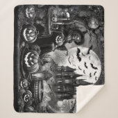 Skeleton Witch Pumpkin Sherpa Deken (Voorkant)