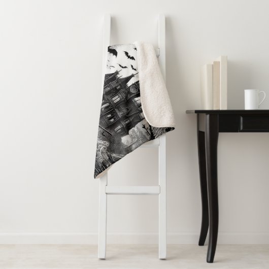 Skeleton Witch Pumpkin Sherpa Deken (In situ)