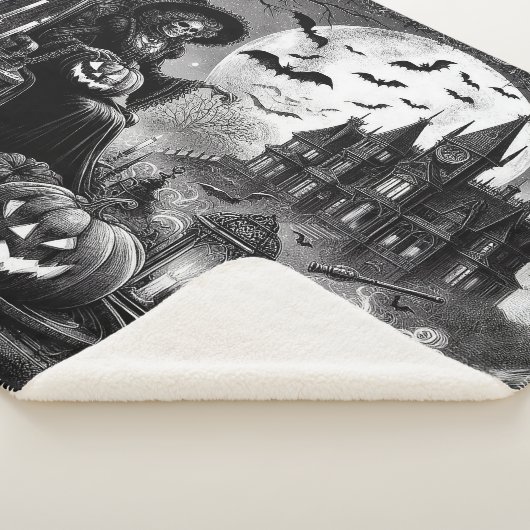 Skeleton Witch Pumpkin Sherpa Deken (3/4)