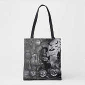 Skeleton Witch Pumpkin Tote Bag (Voorkant)