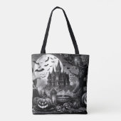 Skeleton Witch Pumpkin Tote Bag (Achterkant)