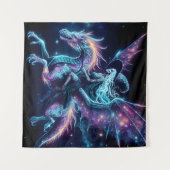 Skeleton Witch Rijden op een Draak, Cosmic Fantasy Wandkleed (Voorkant (horizontaal))