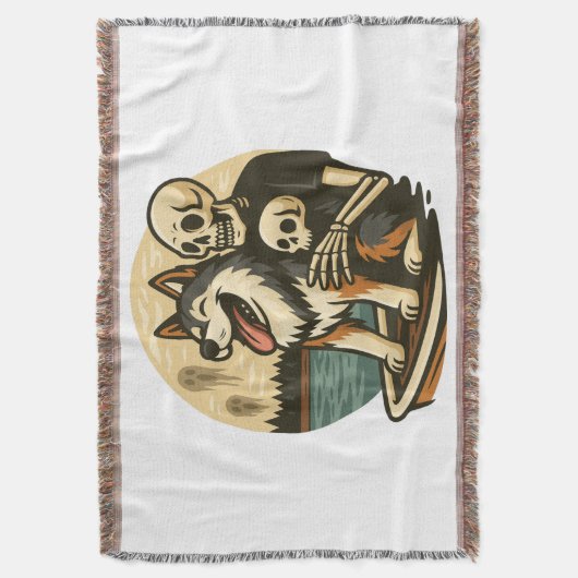 Skeleton with Dog on Haunted Lake Horror Art Deken (Voorkant Verticaal)