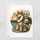 Skeleton with Dog on Haunted Lake Horror Art Kaart (Voorkant)