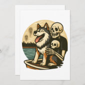 Skeleton with Dog on Haunted Lake Horror Art Kaart (Voorkant / Achterkant)
