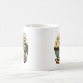 Skeleton with Dog on Haunted Lake Horror Art Koffiemok (Center)