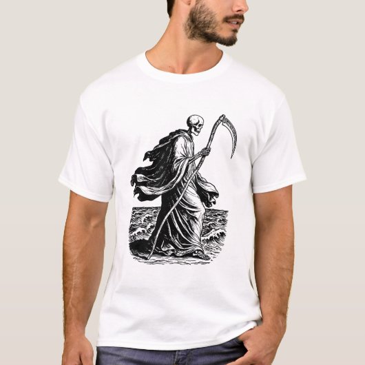 skeleton with the scythe at the sea t-shirt (Voorkant)