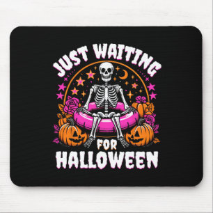 Skeleton Women Mannen Wachten Op Halloween Muismat