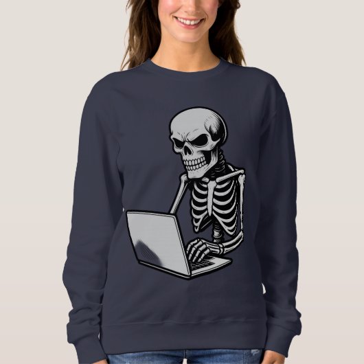 Skeleton Working Hard on Laptop  Trui (Voorkant)