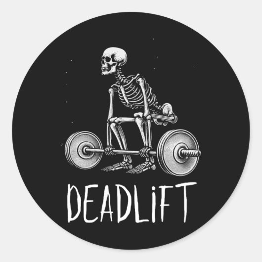 Skeleton Workout Halloween Gewichtheffen Fitness Ronde Sticker (Voorkant)