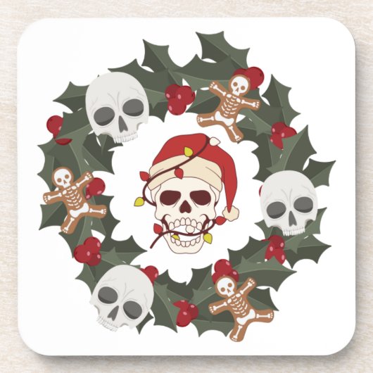 Skeleton Wreath Christmas Bier Onderzetter (Voorkant)