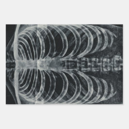 Skeleton Xray Rib kooi  zwart wit gothisch Inpakpapier Vel