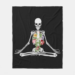 Skeleton Yoga Flowers Meditation Blanket Fleece Deken