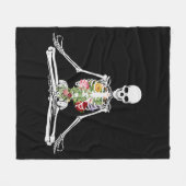 Skeleton Yoga Flowers Meditation Blanket Fleece Deken (Voorkant (Horizontaal))
