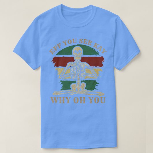  Skeleton Yoga Retro Meditation Humor T-shirt (Design voorkant)
