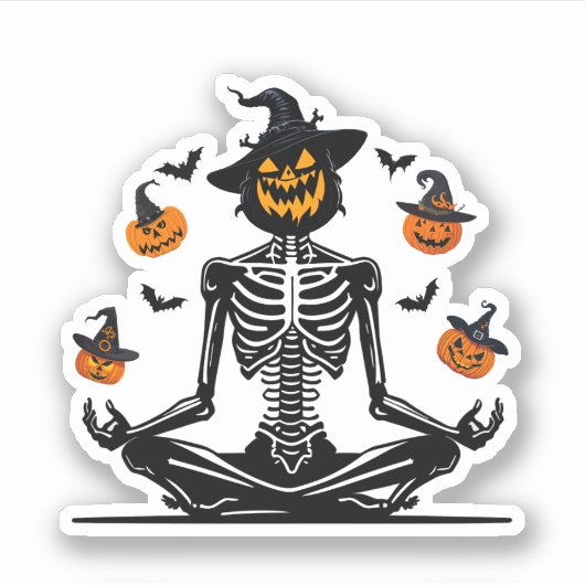 Skeleton Yoga Sticker (Voorkant)