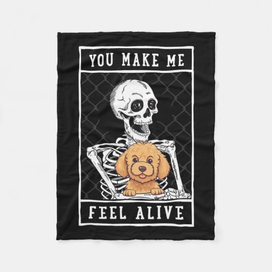 Skeleton You Feel Halloween Me Alive Fleece Deken (Voorkant)